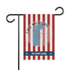 Garden flag with red and white stripes, Lake Michigan outline, compass, and "The Smith Family" text.