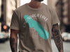 T-shirt with turquoise Onondaga Lake graphic and compass rose.