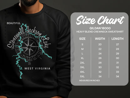 Stonewall Jackson Lake West Virginia Map Design T-Shirt or Sweatshirt