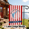 New Hogan Lake California flag with red and white stripes and "The Smith Family" text.
