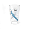 Glass with Otisco Lake map, compass, and "New York" text.