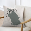Pillow with Lake George Florida map outline and compass rose design.