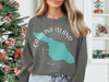 Gray sweatshirt with Catalina Island map and compass design, "CALIFORNIA" text.