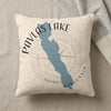 Pavlays Lake Wisconsin map on a decorative throw pillow.