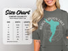 Comfort Colors 1717 heavyweight adult tee size chart with width and length measurements for sizes S-4XL.