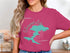 Pink t-shirt with Silverwood Lake California map and compass graphic.