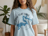 Light blue t-shirt with Pine Flat Lake California graphic and compass rose.