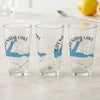 Three glasses with Grenada Lake map and compass design, and "Mississippi" text.