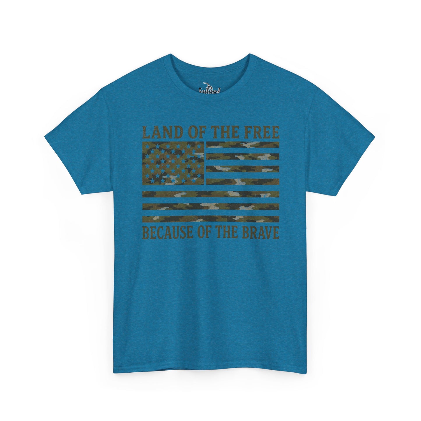 Land of the Free Because of the Brave T-Shirt | American Flag Tee | Patriotic Camo for Veterans and Fourth of July