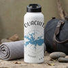 White water bottle with "Ouachita" text and blue lake map graphic.