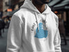 White hoodie with graphic of Lake St. Clair and Michigan text.