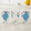 Three clear glasses with a blue Lake Okeechobee map and "Lake Okeechobee Florida" text.