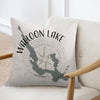 Walloon Lake Michigan map and compass design on a textured pillow.