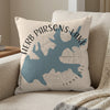 Pillow with blue Herb Parsons Lake map, compass rose, and "TENNESSEE" text.
