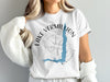 White t-shirt with Lake Vermillion Minnesota graphic and compass