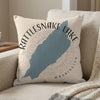 Throw pillow with blue Rattlesnake Lake map and Washington text.