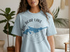 Light blue t-shirt with Big Bear Lake and California map graphic.
