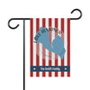 Garden flag with red and white stripes, Lake Almanor map, and "The Smith Family" text.