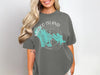 Gray t-shirt featuring a teal distressed map of Marco Island, Florida with compass rose.
