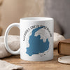 White mug with Merrill Creek Reservoir map and New Jersey text.