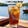 Glass with iced tea, lemon slice, and map design of Cordell Hull Lake, Tennessee.