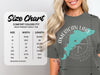 Comfort Colors 1717 heavyweight adult tee size chart with width and length measurements in inches.