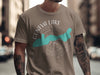 T-shirt with Geneva Lake Wisconsin map and compass graphic.