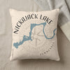 Cream pillow with Nickajack Lake map graphic and compass rose.