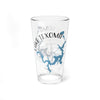 Clear glass pint glass with Lake Texoma map and compass design.
