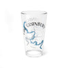 Glass with Lake Granbury map design and compass rose graphic.