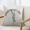 Candlewood Lake Connecticut map design on a light-colored cushion.