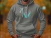 Grey hoodie with "Castaic Lake California" text and compass design.