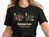T-shirt graphic with "American Lake Washington" and lake-themed icons.