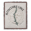 Tapestry with Aziscohos Lake outline, compass rose, and "MAINE" text.