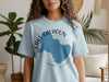 Light blue t-shirt with a blue outline of Lake Calhoun and "Lake Calhoun Georgia" text.