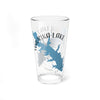 Clear pint glass with a blue map graphic of Waurika Lake and "OKLAHOMA" text.