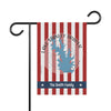 Red and white striped garden flag with Lake Stanley Draper map and "The Smith Family".