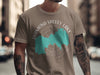 Taupe t-shirt featuring "Diamond Valley Lake California" text and lake outline graphic.
