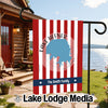 Garden flag with red and white stripes, "Lake Hefner Oklahoma" text, and "The Smith Family".