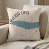 Oneida Lake New York map on a decorative throw pillow.