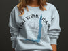 Light blue sweatshirt with Lake Vermillion Minnesota map and compass graphic.