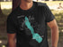 Keechelus Lake, Washington map graphic with compass on black t-shirt.