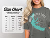 Comfort Colors 1717 heavyweight adult tee size chart with width and length in inches.