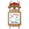 Red sled ornament with "Merry Christmas From Lake Travis" text and snowflakes.