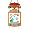 Red wooden sled ornament with "Merry Christmas From Great Sacandaga Lake" text.