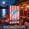Garden flag featuring American Lake map, red and white stripes, and "The Smith Family."