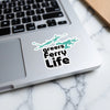 Greers Ferry Life sticker with a teal lake outline on a laptop.