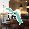 Eklutna Life sticker with a turquoise lake shape and copyright text.