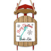 Sled ornament with "Merry Christmas From Banks Lake" text and turquoise lake outline.