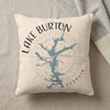 Throw pillow with Lake Burton Georgia map and compass design